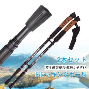 登山ストック トレッキングポール カーボン 伸縮式 コルクグリップ 2本セット 軽量 登山 ストック ステッキ ポール アウトドア