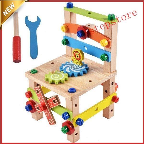 知育玩具 子供用 木製 ギフト 積み木 キッズ 変形 幼児 ブロック プレゼント 椅子工作 おもちゃ...