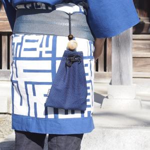 腰下げ巾着 01 刺し子生地 あさぎ 巾着 祭...の詳細画像2
