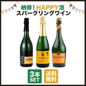 酒宝庫MASHIMO 納得! HAPPY泡・スパークリングワイン3本セット 〈送料無料〉
