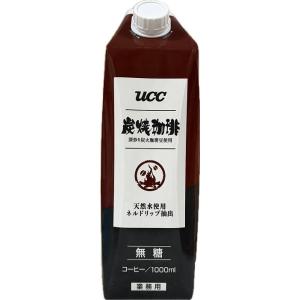 UCC アイスコーヒー 炭焼珈琲 無糖 1000ml×6本セット 天然水使用 ネルドリップ抽出 業務...