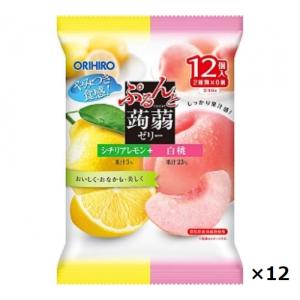 オリヒロ ぷるんと蒟蒻ゼリーパウチ シチリアレモン＋白桃 ORIHIRO 20g×12個 12袋 
