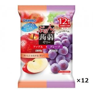 オリヒロ ぷるんと蒟蒻ゼリーパウチ アップル＋グレープ  ORIHIRO 20g×12個 12袋