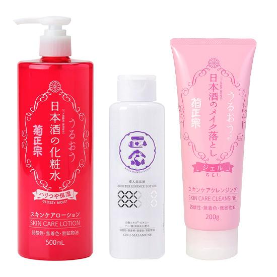 菊正宗 夜のお手入れセット ハリつや保湿化粧水・日本酒のメイク落とし・導入美容液送料無料
