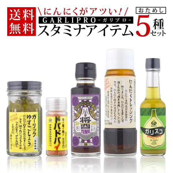 自然共生 にんにく好きのための5種セット ガリスコ×1,ガーリックゆずこしょう×1,にんにくドレッシ...