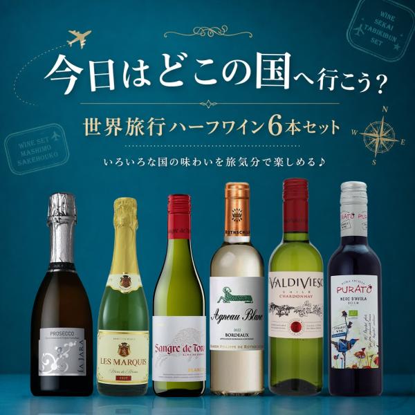 今日はどこの国へ行こう？世界旅行ハーフワイン 6本セット 今日はどれにしよう？ ワインセット シリー...