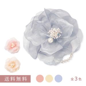 ［cocomam］コサージュ◇ふわりシフォンとパール�