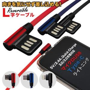 Type-C 充電ケーブル Android Quickcharge 3.0 急速充電 0.3ｍ 1ｍ iPhone データ転送 Lightning リバーシブル アンドロイド micro USB2.0 タイプC ライトニングの商品画像