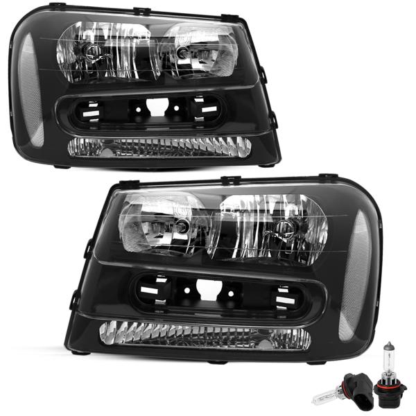 【並行輸入品】 BRYGHT ヘッドライトアセンブリ 電球付属 2002 2009 Chevy Tr...