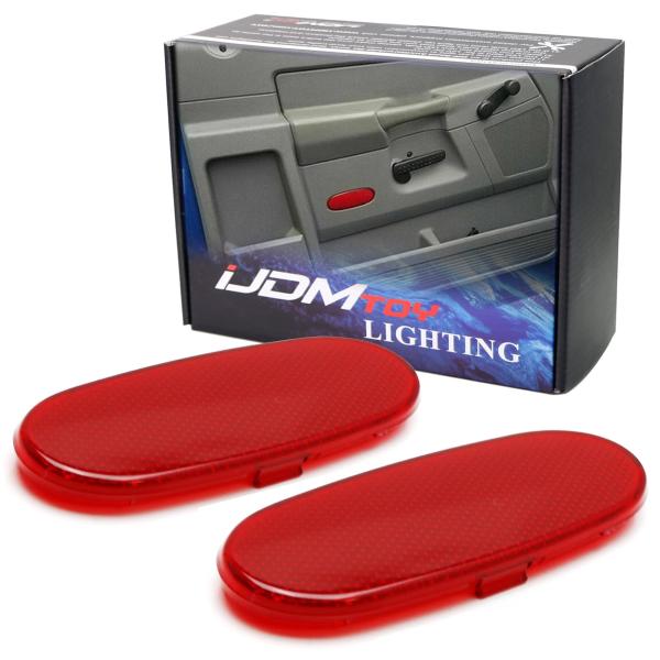 【並行輸入品】 iJDMTOY 2個セット レッド フロントインテリアサイドドアリフレクターパネルカ...
