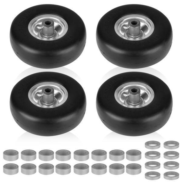 【並行輸入品】9x3.50 4&quot; Flat Free Lawn Mower Tire and Whe...