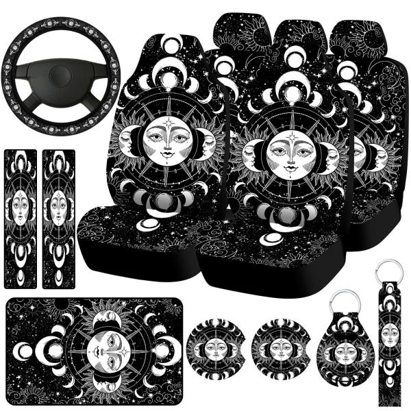【並行輸入品】Riakrum 15枚 月 星 太陽 シートカバー フルセット 厚い車のフロントとバッ...