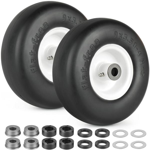 【並行輸入品】LotFancy 9x3.50 4” Flat Free Tire and Wheel...