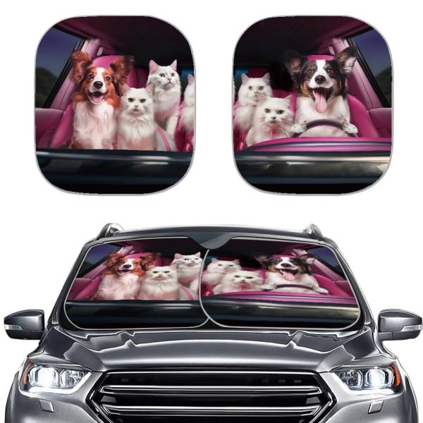【並行輸入品】AFPANQZ 面白い動物 犬 猫 車 サンシェード 日よけ 折りたたみ式 フロントガ...