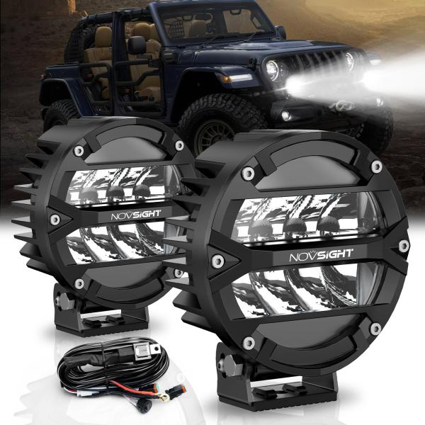 【並行輸入品】NOVSIGHT ラウンドLEDドライビングライト、5インチ 160W オフロードライ...