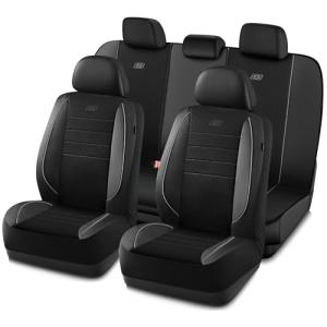 【並行輸入品】Skechers 空冷メモリーフォームシートカバー メッシュ厚手カーシートカバー パイピングレザー カーシートプロテクター エアバ