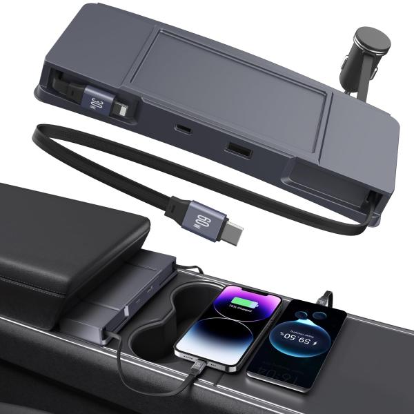 【並行輸入品】格納式センターコンソールUSBハブ Tesla Model 3 Model Y 202...