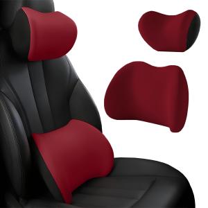 【並行輸入品】車のヘッドレスト&ランバーサポートクッション、車のヘッドレストとランバーサポート、人間工学に基づいたカーシートヘッドレスト&腰クッ