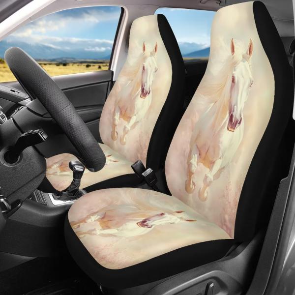 【並行輸入品】Bulopur White Horse Car Seat Covers, Car Fr...
