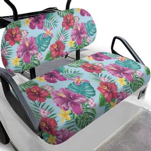 【並行輸入品】Rarucativ ハイビスカス 花柄 ゴルフカート タオル シートカバー 軽量 ヤシの葉 ゴルフブランケット 旅行 スポーツ ゴ