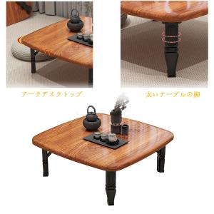折りたたみ 丸テーブル 円卓 木製 ローテーブ...の詳細画像5