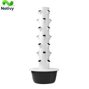 水耕タワーガーデン水耕栽培システム、垂直ガーデンプランター水耕タワー、水和ポンプ、アダプター、ネットポット、タイマー付き、ハーブ、果物、野菜用 30holes