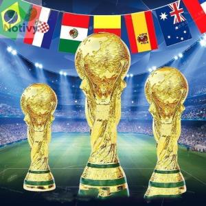 ニットワールドカップのトロフィー サッカー選手権のトロフィー 3Dレプリカ 2022 FIFA カタール サッカー記念品 コレクション ゴールド 21cm 36cm