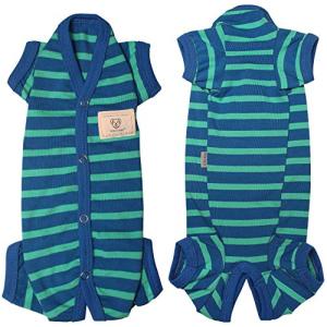 TONY HOBY 男女別け 犬用術後服 夏用 薄い犬のパジャマ 小型犬のロンパース ストライプ柄 ソフトコットン製 シンプル カジュアル