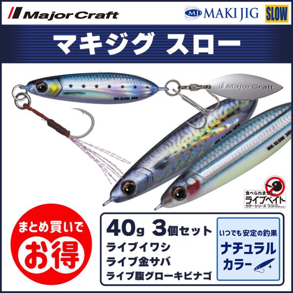 20%OFF メジャークラフト マキジグ スロー 40g ライブベイトカラー 3個セット MAKI-...