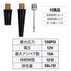 エアーコンプレッサー 12V 小型 車 ミニエ...の詳細画像4