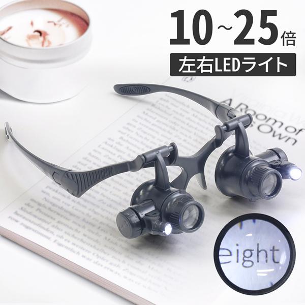ルーペメガネ ライト付き 拡大鏡 LED メガネ型ルーペ 拡大 メガネルーペ 眼鏡ルーペ 25倍 メ...