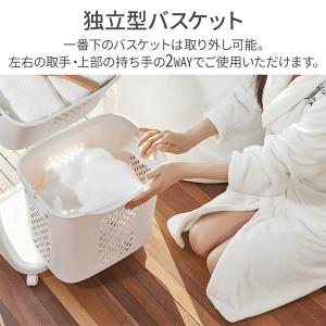 ランドリーバスケット 2段 キャスター おしゃ...の詳細画像4