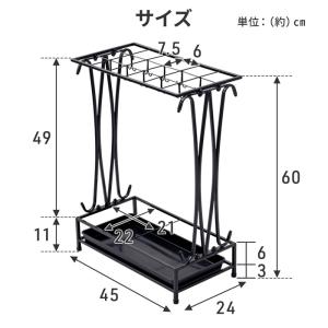 傘立て おしゃれ スリム 18本 フック付き ...の詳細画像3