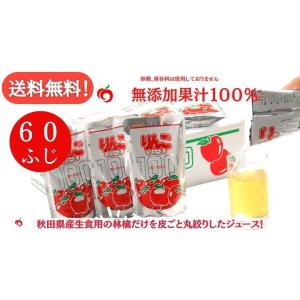 送料無料 ＪＡ秋田ふるさと 無添加 ふじ りんごジュース ６０パック ２０パック×３箱