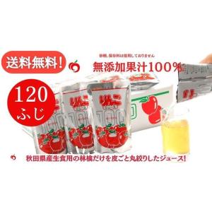 送料無料 ＪＡ秋田ふるさと 無添加 ふじ りんごジュース １２０パック ２０パック入り×６箱
