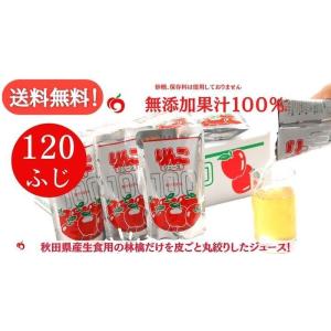 送料無料 ＪＡ秋田ふるさと 無添加 ふじ りんごジュース １２０パック ２０パック箱入り×６箱