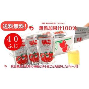 送料無料 ＪＡ秋田ふるさと 無添加 ふじ りんごジュース ４０パック ２０パック×２箱