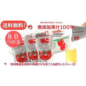 送料無料 ＪＡ秋田ふるさと 無添加 つがる りんごジュース ８０パック ２０パック×４箱