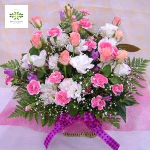 母の日 2026 フラワー アレンジメントA プレゼント ギフト 生花 華やかなピンク系 かわいい ...