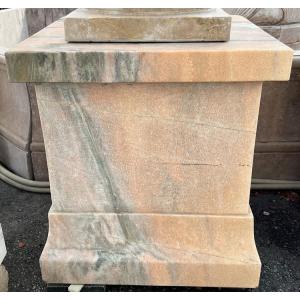 天然大理石 スクエア 台座 ピンク コラム 飾り台 置台 花台 ポール 高