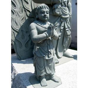 不動明王 不動三尊 像 青御影石 彫刻 石仏 ...の詳細画像2