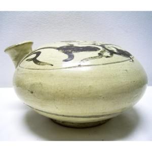 鶏龍山 粉青沙器 鉄絵刷毛目徳利 H28.5cm 韓国 花瓶 李朝 花生 美品