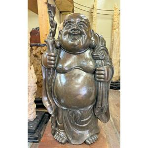 唐金 『布袋』 高さ約1m30cm 銀象嵌入り 七福神 開運 ブロンズ 銅