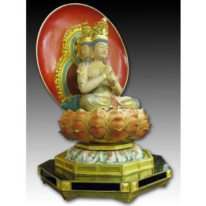 四面大日如来 座像 截金彩色 木彫 仏像 彫刻...の詳細画像1
