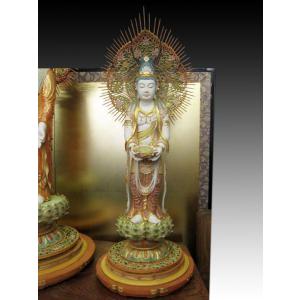木彫り彫刻 仏像 阿弥陀三尊 截金彩色 立像 ...の詳細画像1