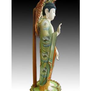 木彫り彫刻 仏像 阿弥陀三尊 截金彩色 立像 ...の詳細画像4
