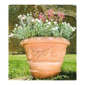 イタリア製 テラコッタ プランター フェストナート トスカーノ100 Classico Toscano Cod.19 4159 素焼き 大型 ラウンド 植木鉢