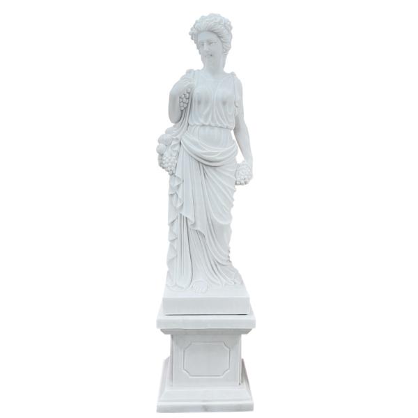 天然大理石彫刻 季節の乙女（夏） 石像 女神 全高約1m60cm 乙女像 ヴィーナス像 女性像 ビー...