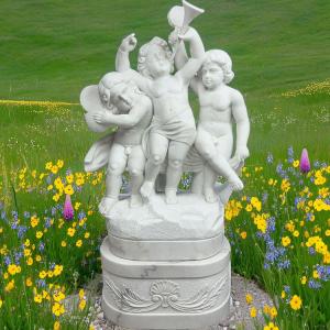 天然大理石彫刻 楽器を持つ子供像 H187cm...の詳細画像1