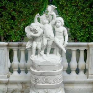 天然大理石彫刻 楽器を持つ子供像 H187cm...の詳細画像2